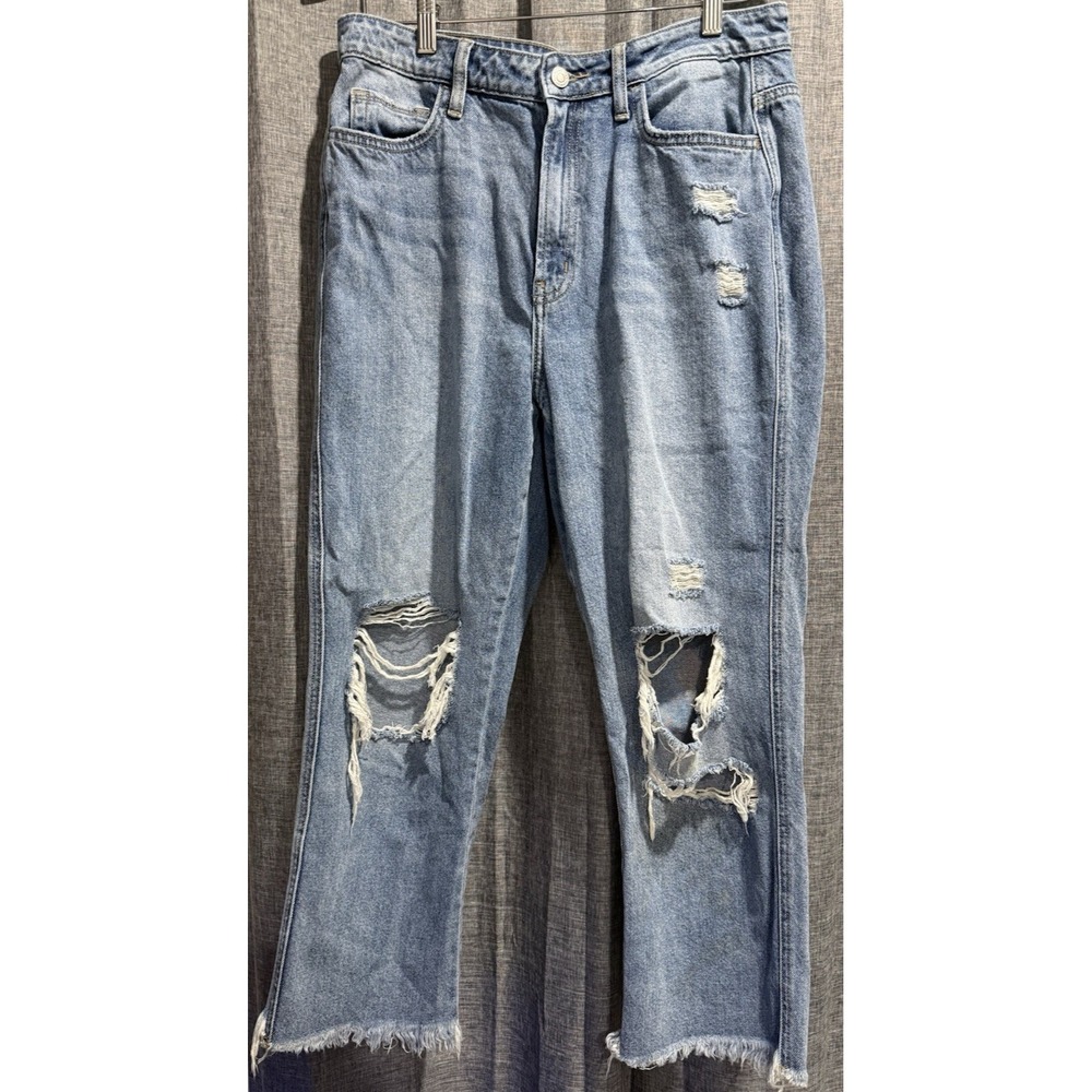 Flying Monkey Womens Size 30 Distressed Light Wash Jeans Raw Hem High Rise Mom